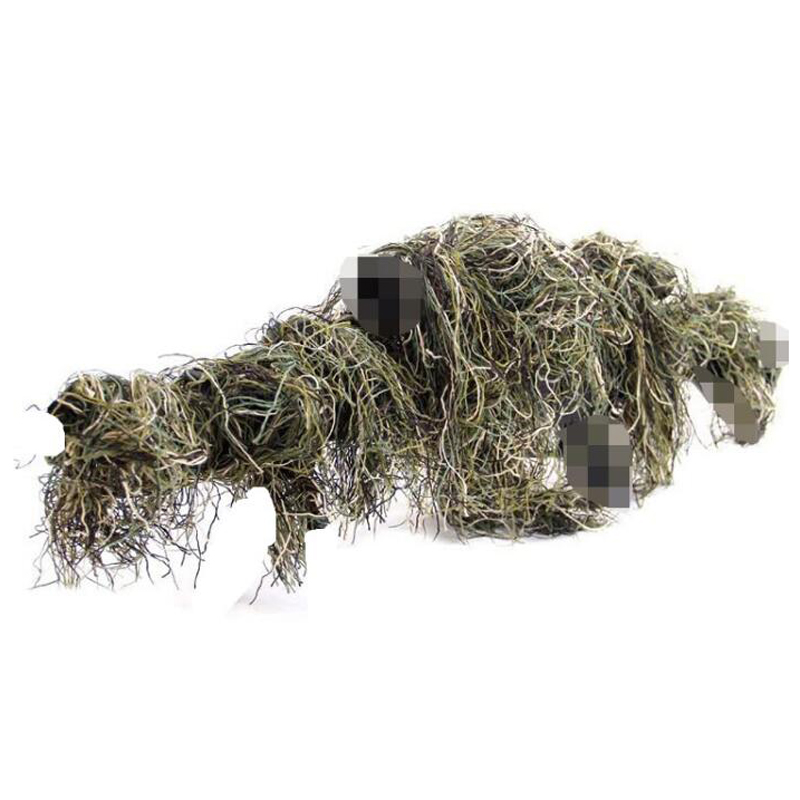 Ghillie Suit Woodland - Type d'herbe chasse fusil enveloppement corde