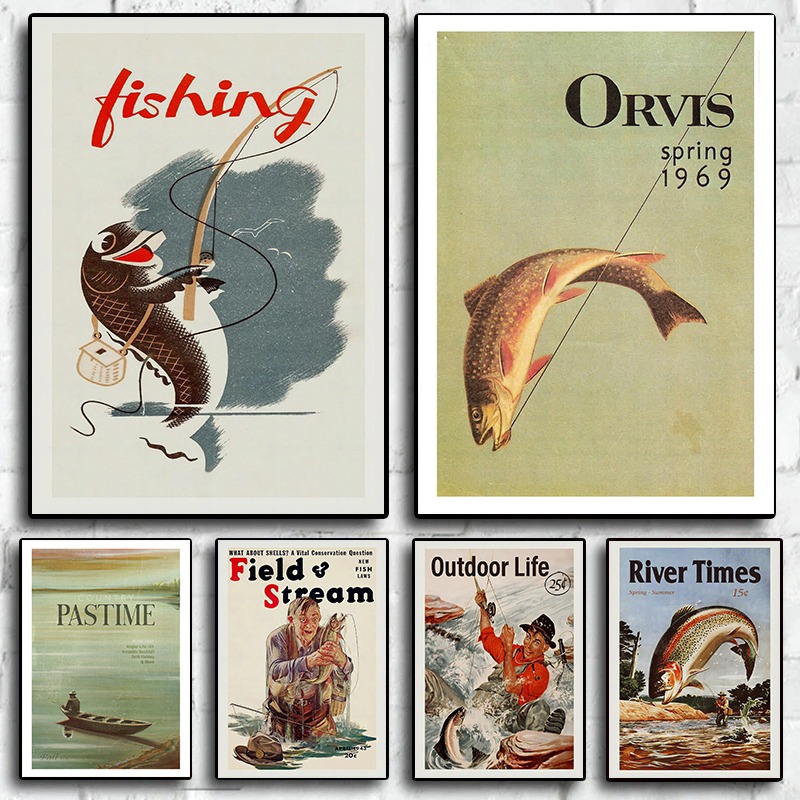 Outdoor Hunting Paintings - Toile de pêche à la mouche
