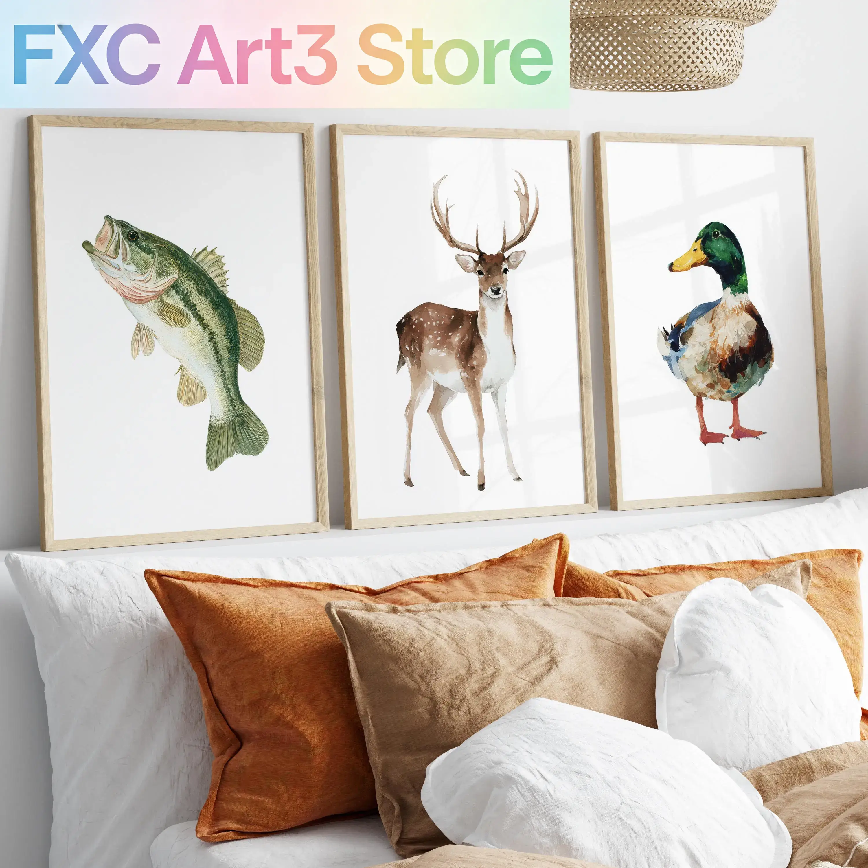 Outdoor Hunting Paintings - Lot de 3 affiches d'art sans