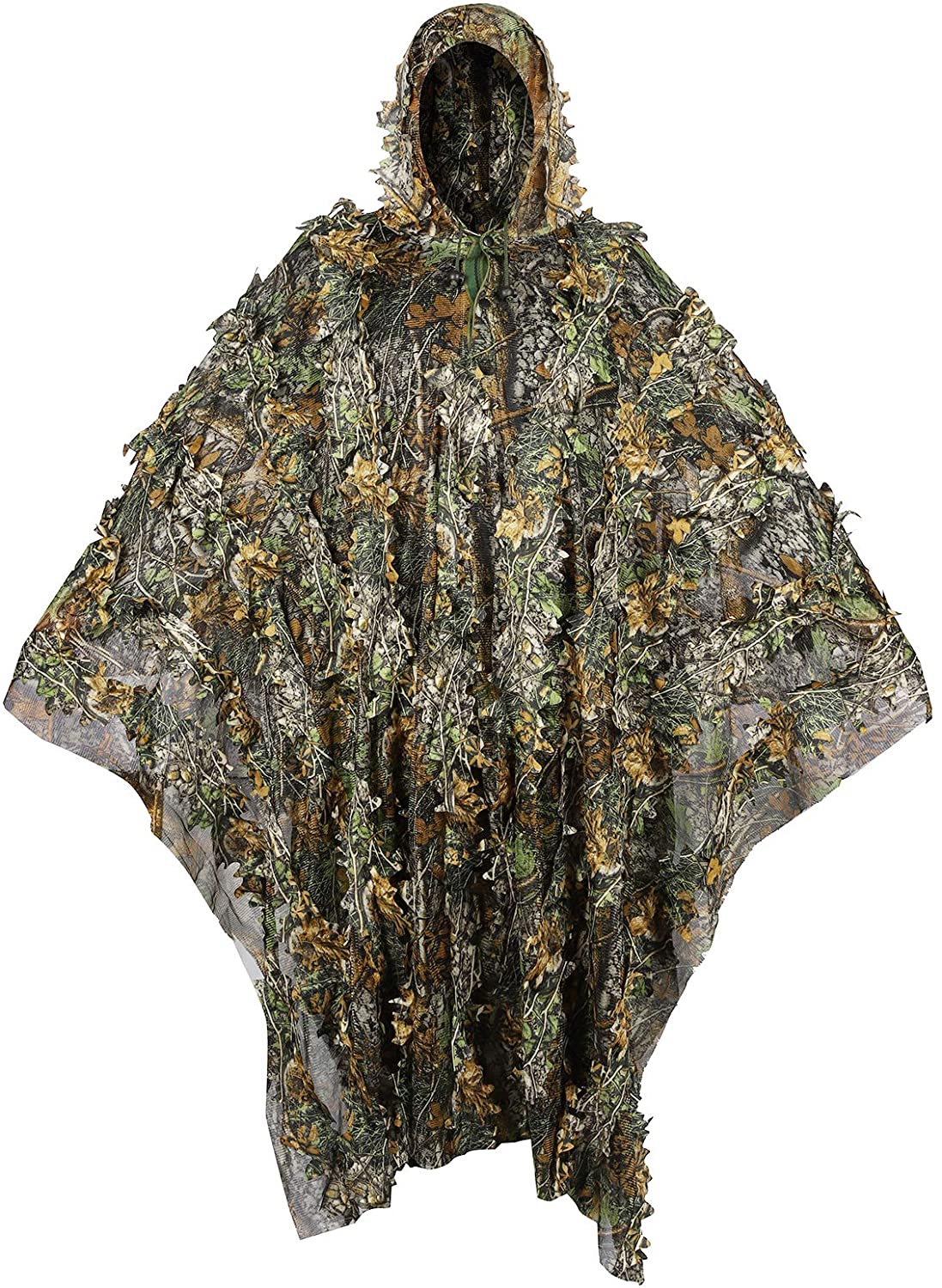 Ghillie Suit Woodland - CamSolomon-Cape de chasse à feuilles 3D,