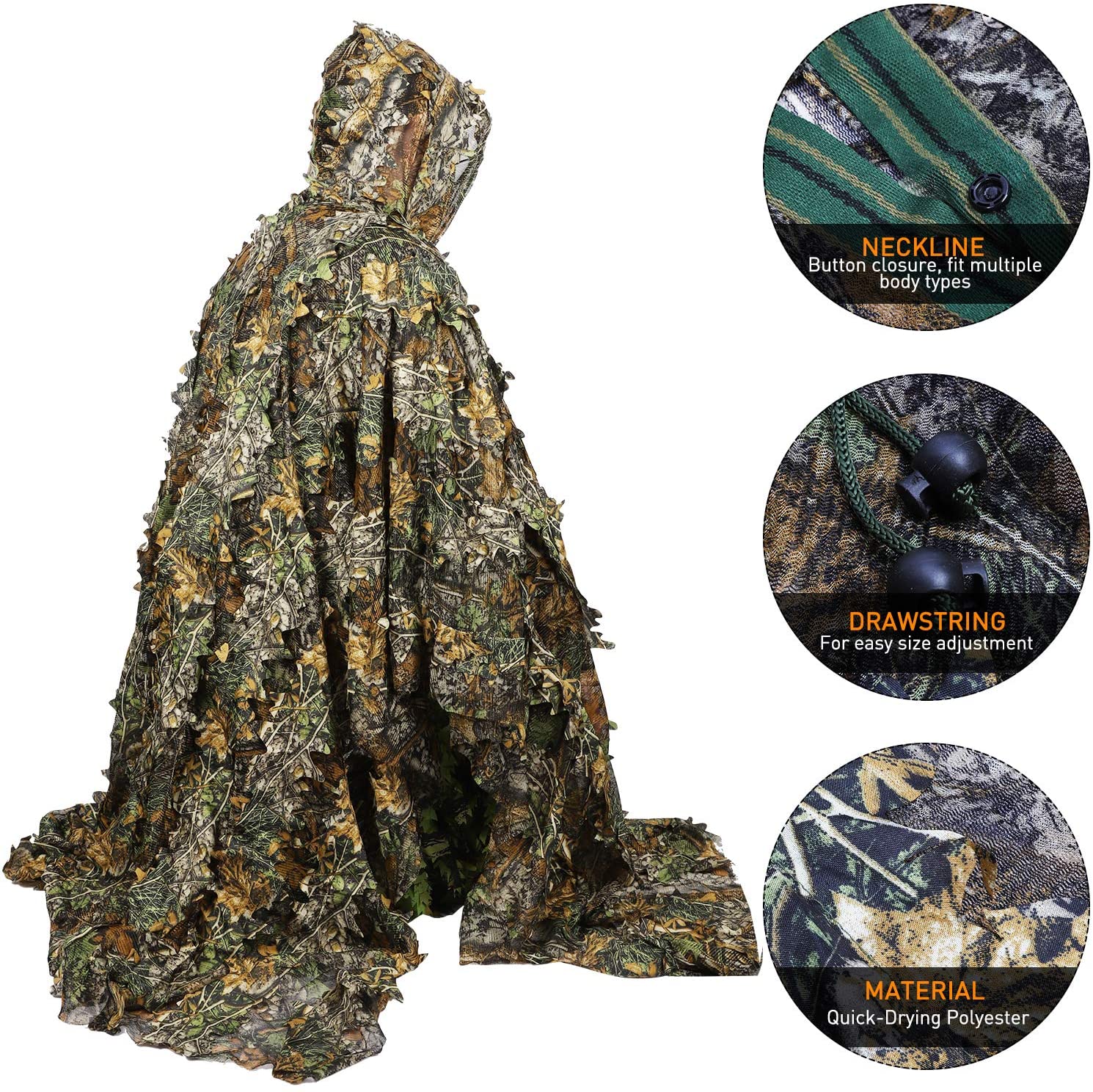 CamSolomon-Cape de chasse à fe - Ghillie Suit Woodland avis et prix